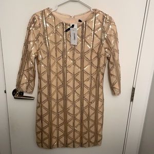 Sequence gold and tan color dress